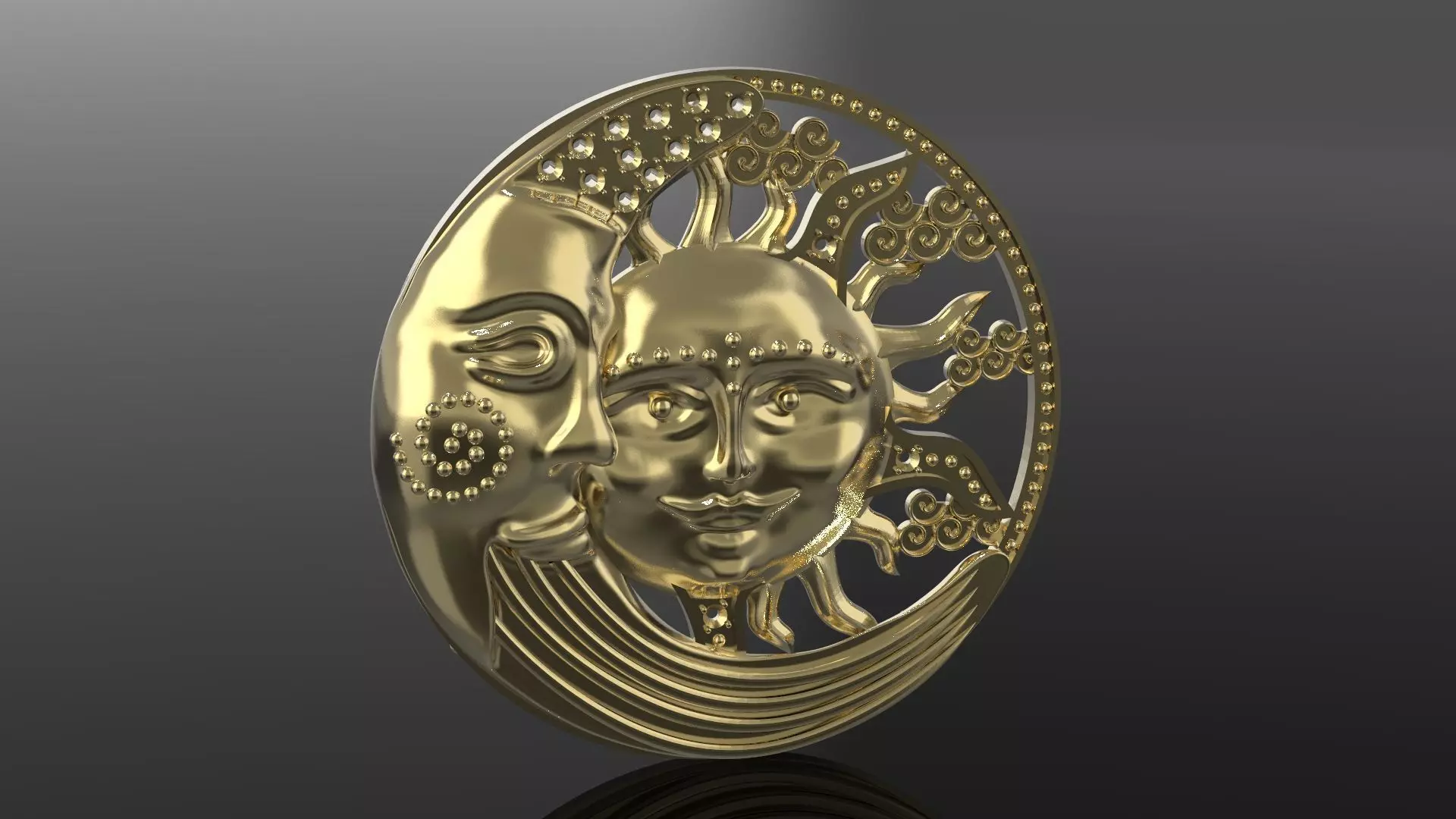 Sun and Moon pendant 3D print model_0