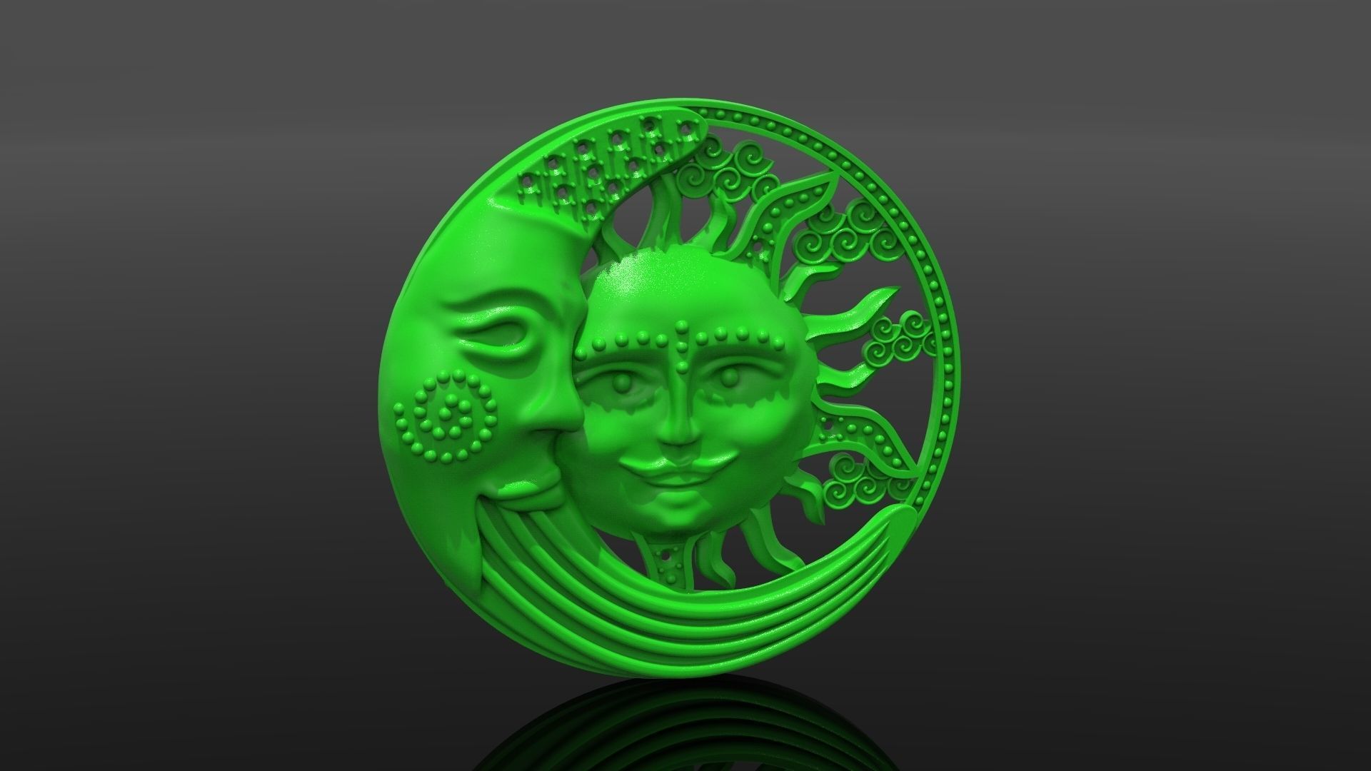 Sun and Moon pendant 3D print model_3