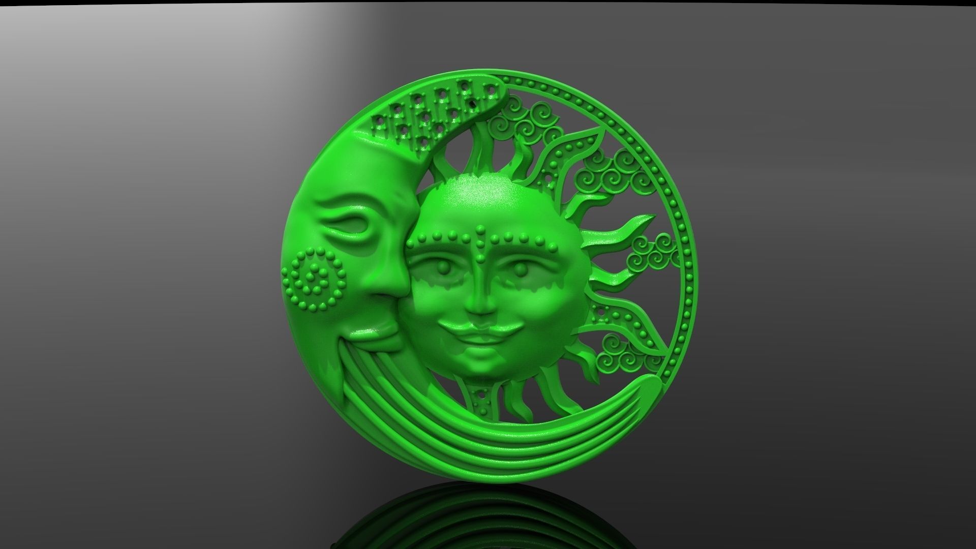 Sun and Moon pendant 3D print model_2