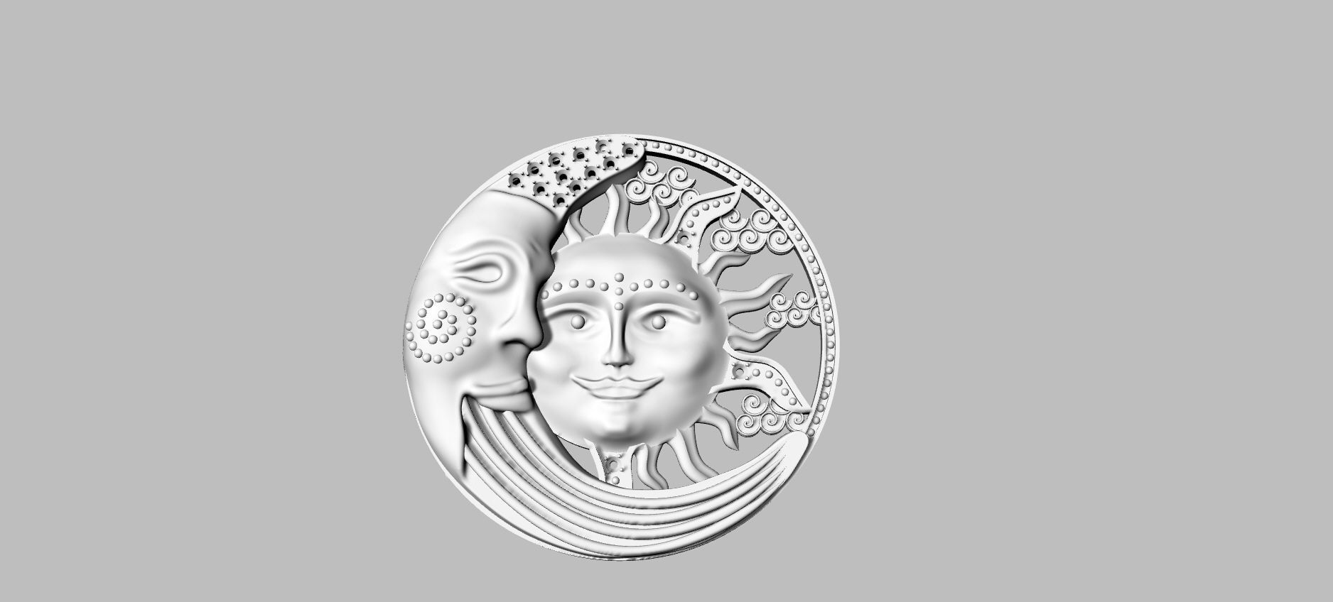 Sun and Moon pendant 3D print model_4