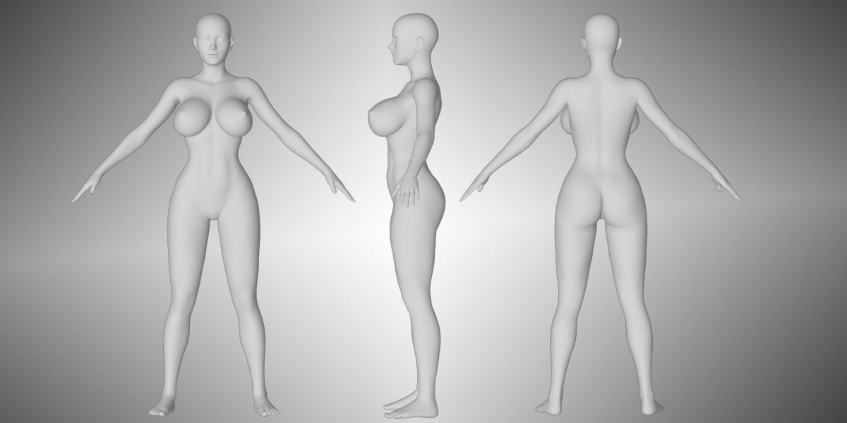 Base Female low poly 3D model_2