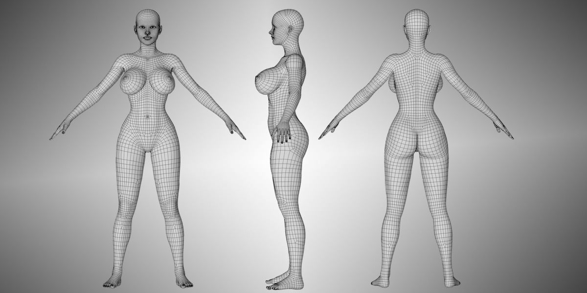 Base Female low poly 3D model_1