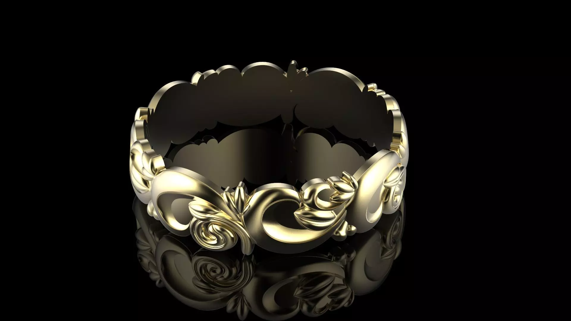 Jewelry Ring with flower pattern 3D print model