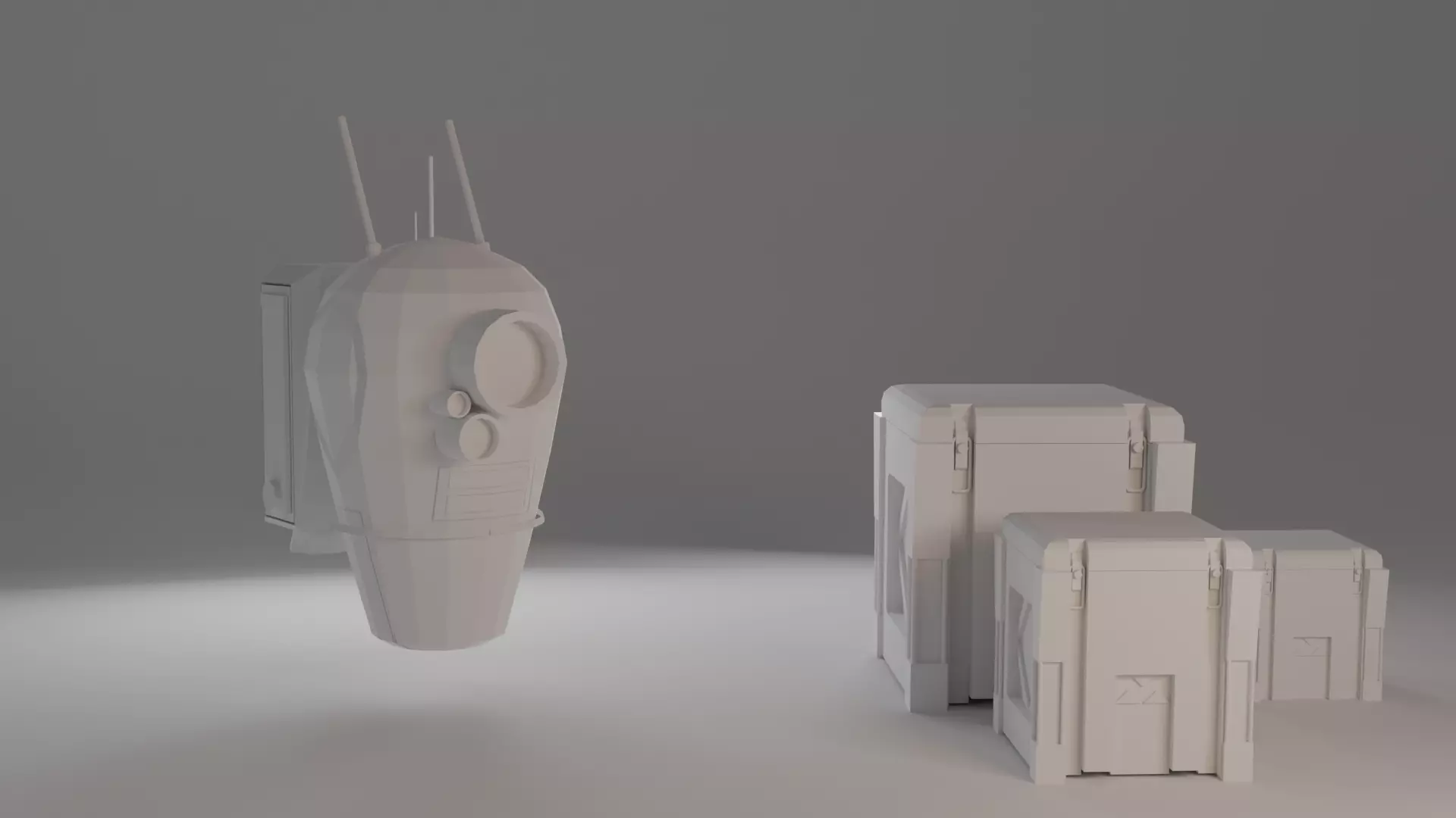Robot mecanic assistant Low-poly 3D model_0