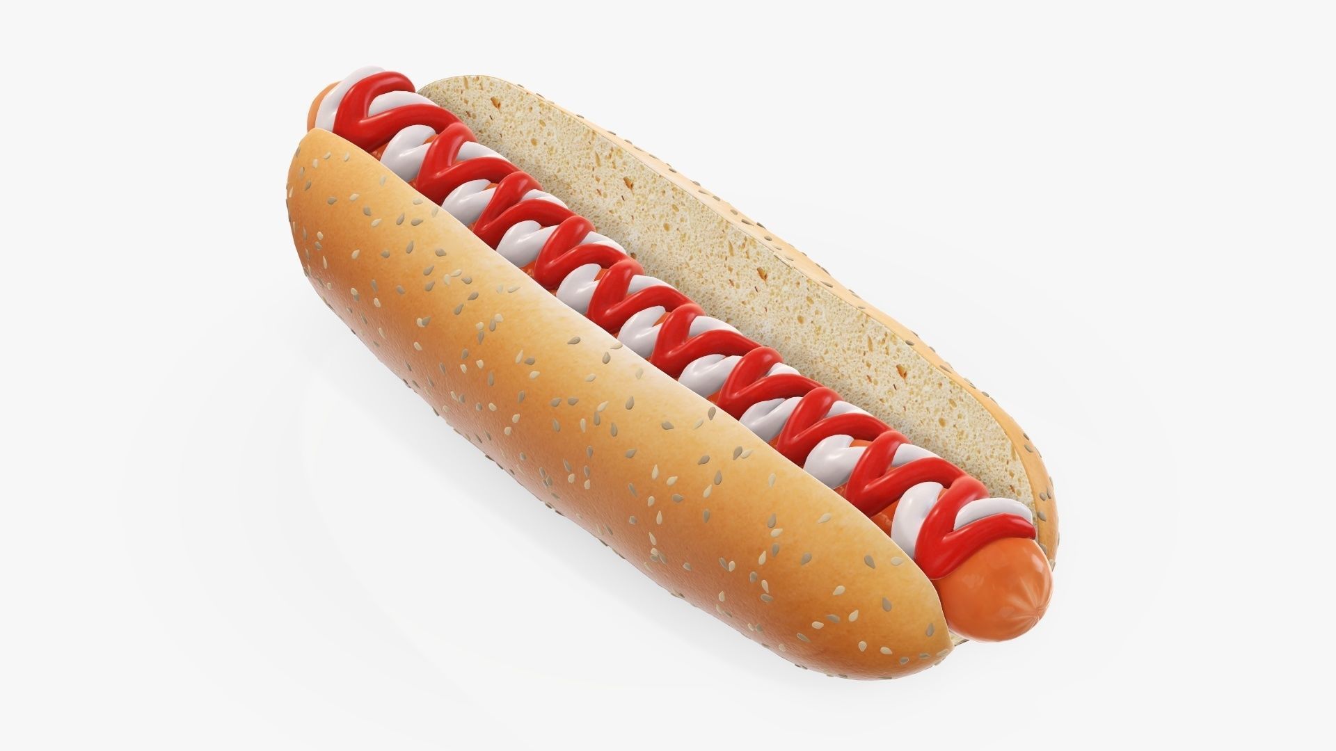 Hot dog with mayonnaise ketchup seeds