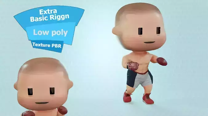 Civilian Boxer Man Low-poly 3D model