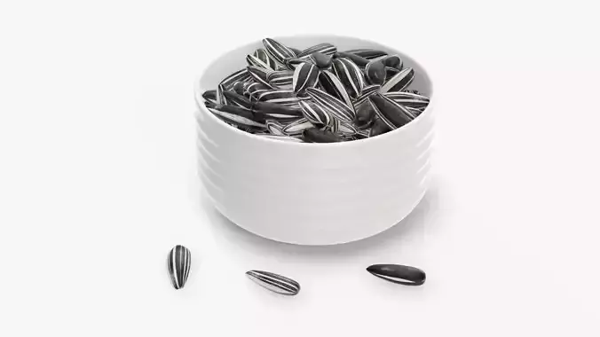 Sunflower seeds in a bowl 01 3D model