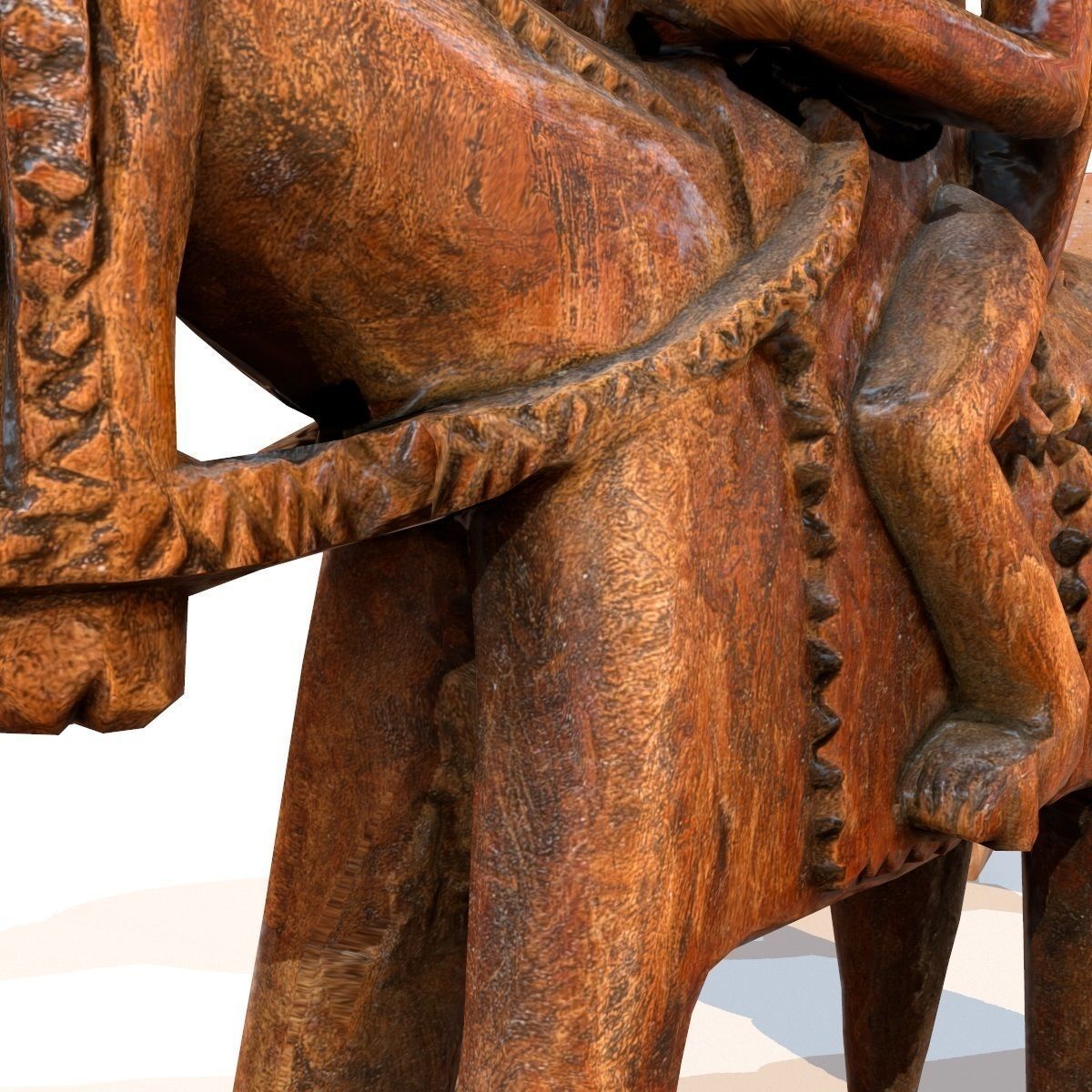 Wooden statue Man on Horse Low-poly 3D model_13