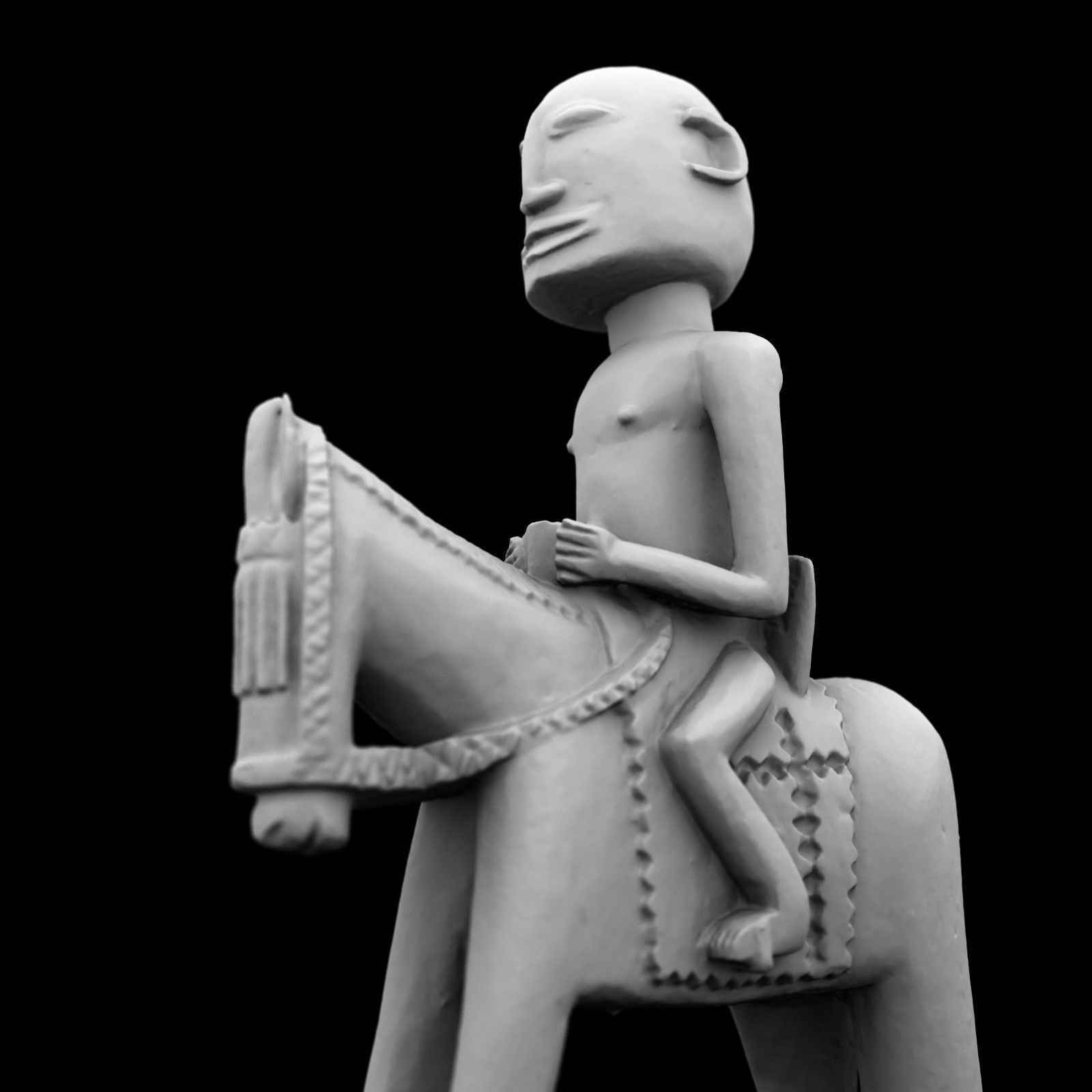 Wooden statue Man on Horse Low-poly 3D model_6