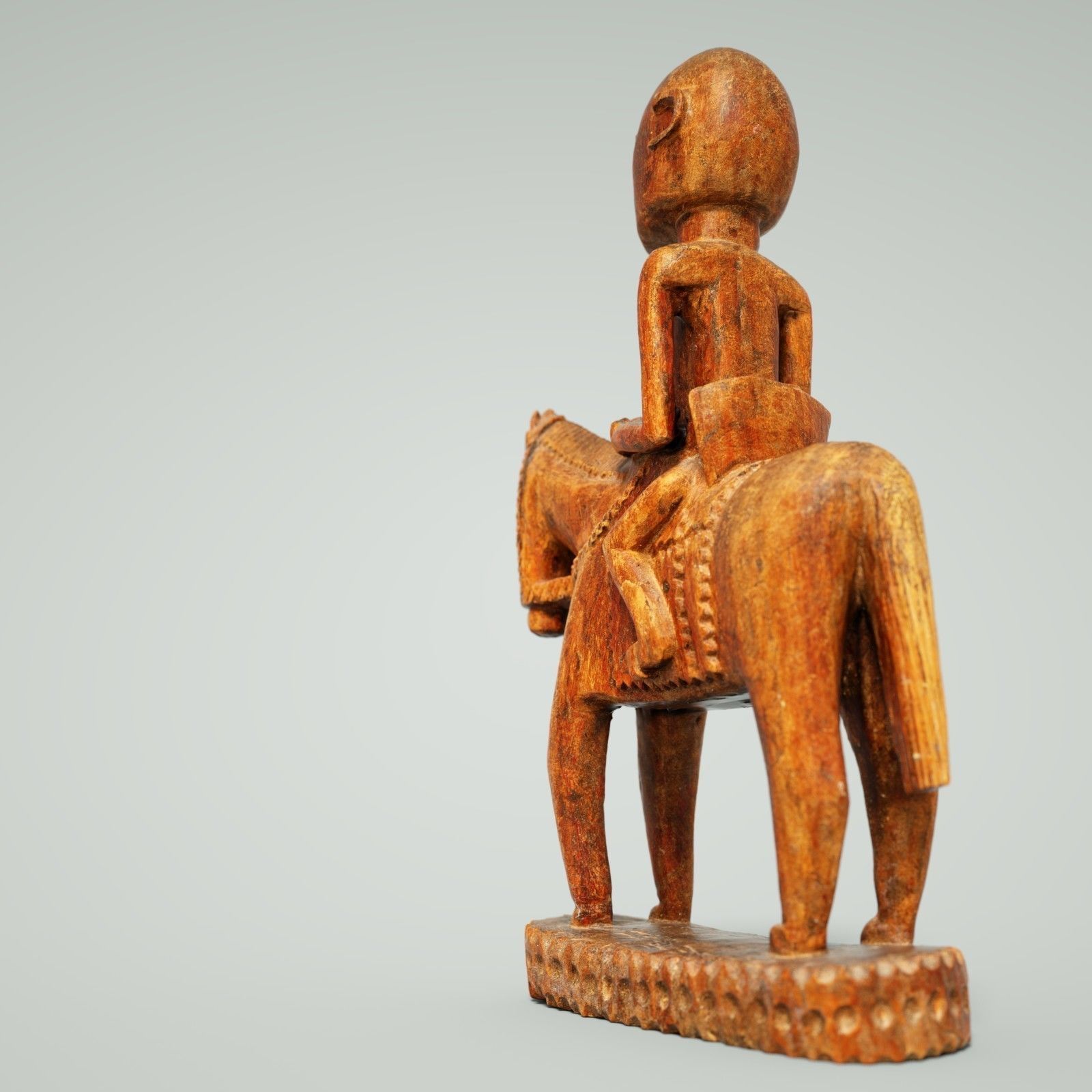 Wooden statue Man on Horse Low-poly 3D model_5