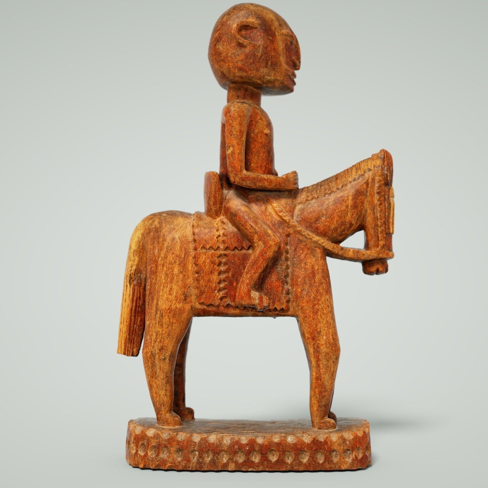 Wooden statue Man on Horse Low-poly 3D model_3