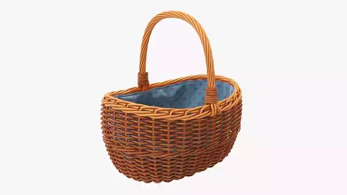 Empty wicker basket oval with handle