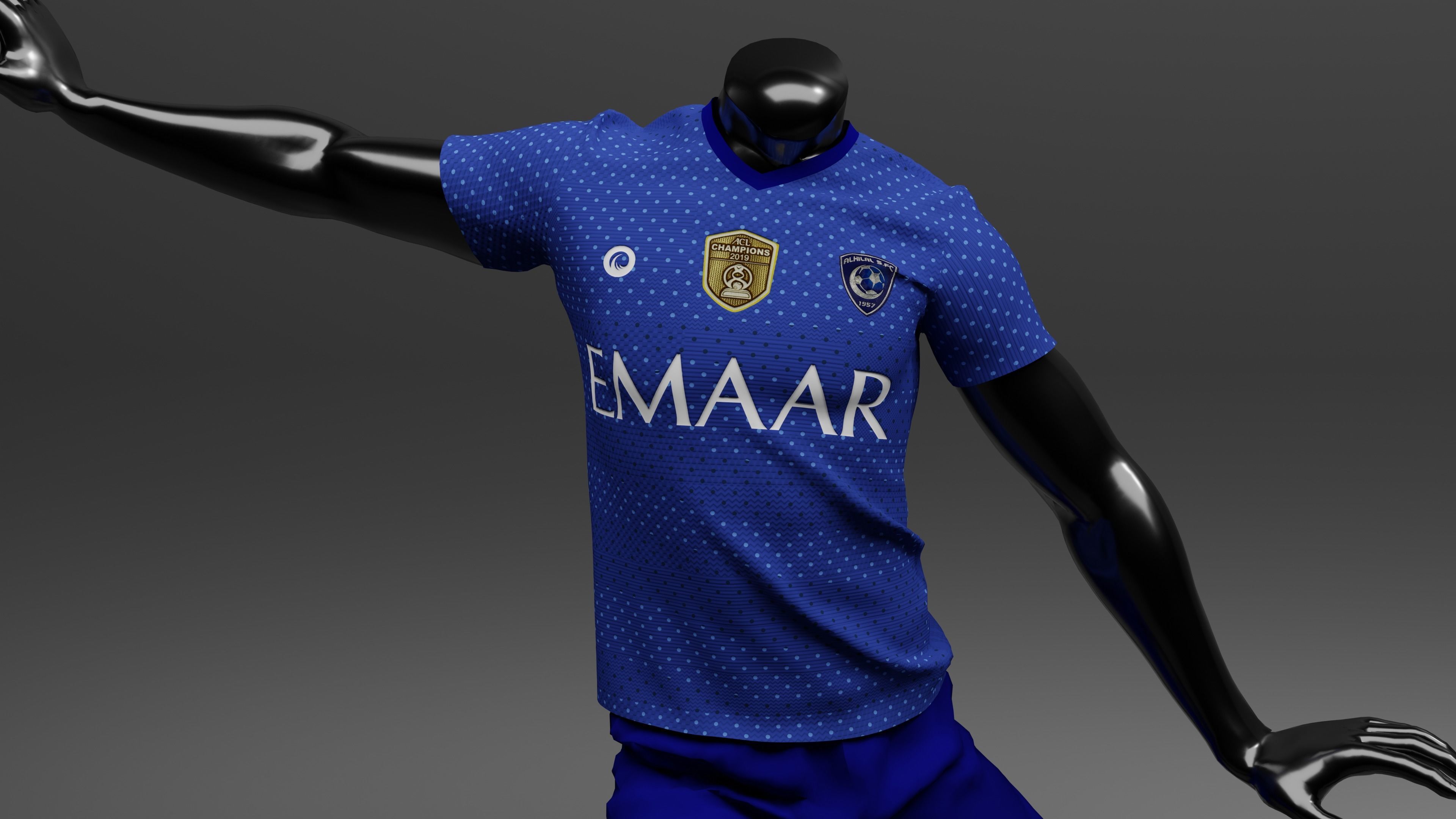 Black mannequin With T Shirt Mockup 3D model_2