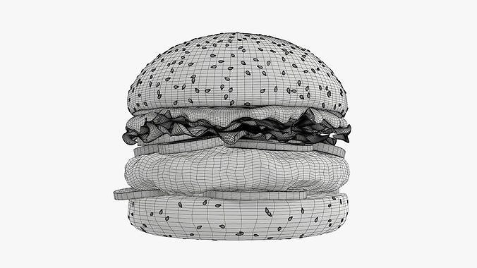 Fast food hamburger 02 3D model 7