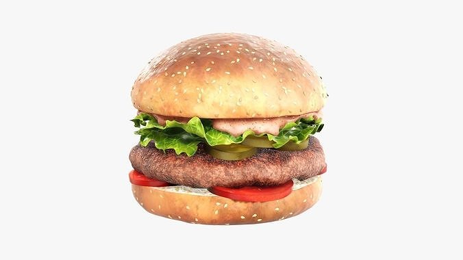 Fast food hamburger 02 3D model 3