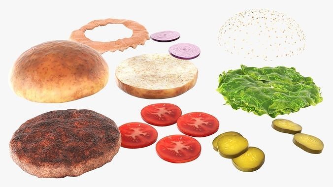 Fast food hamburger 02 3D model 6