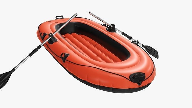Boat inflatable 01 orange 3D model