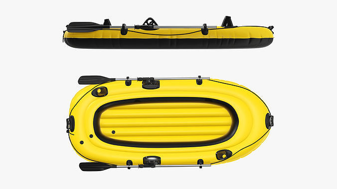 Boat inflatable 01 yellow 3D model