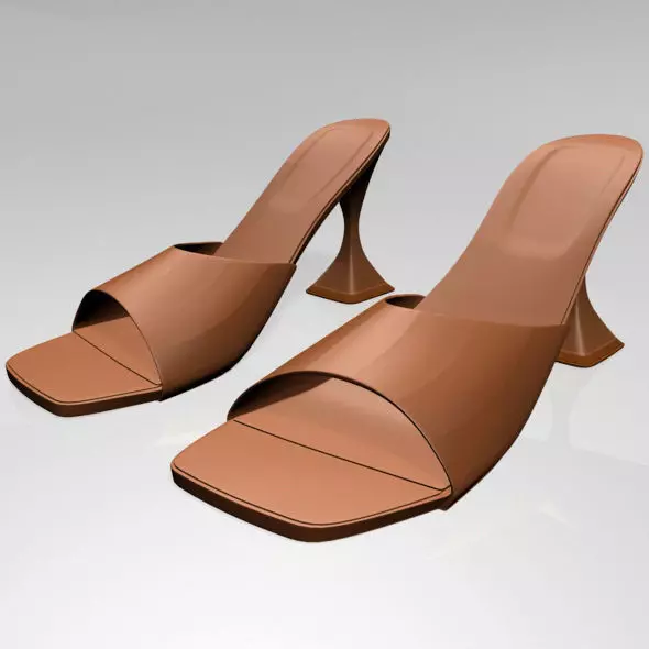 Square-Toe Spool-Heel Sandals 02 3D model_0