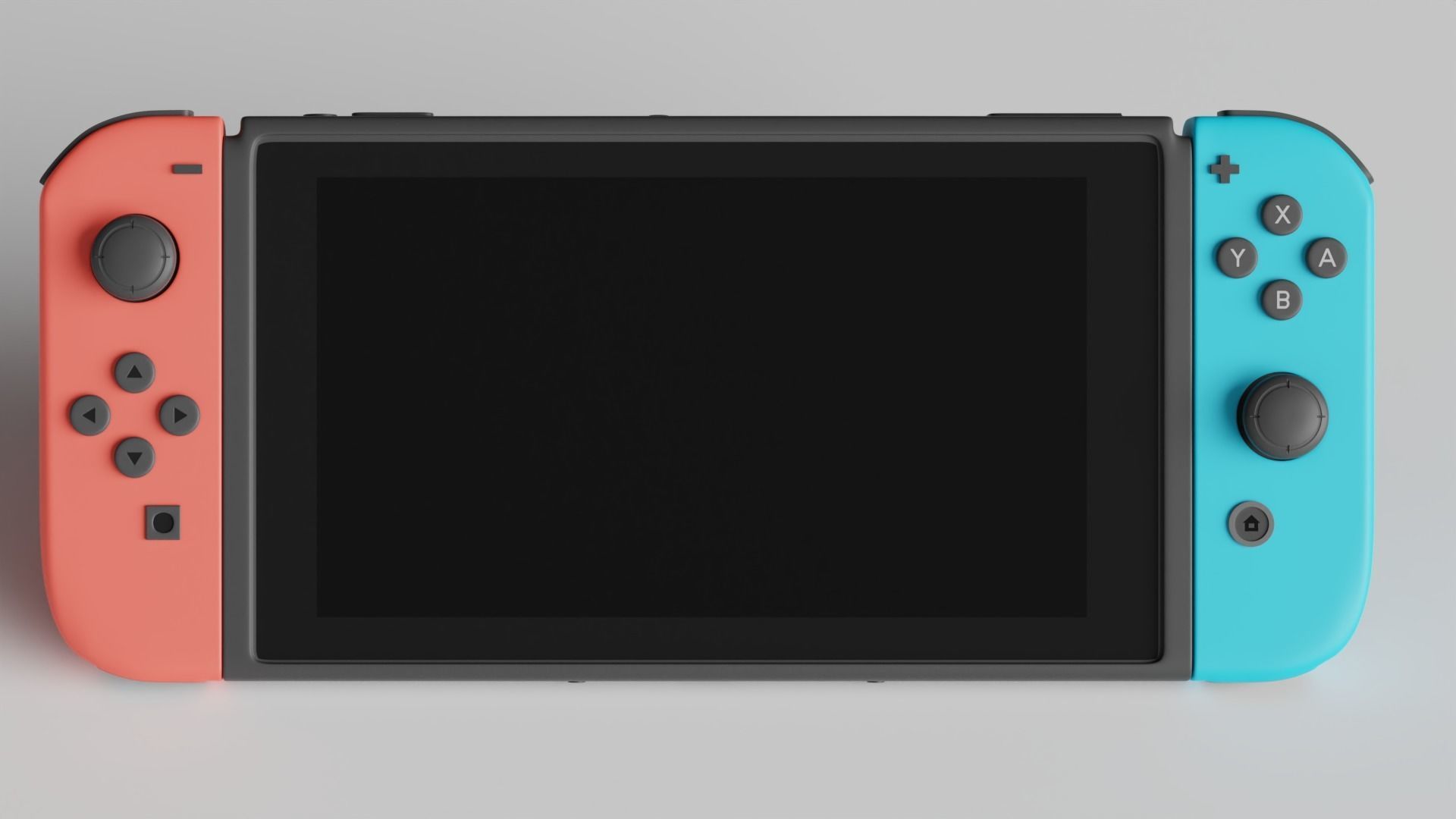 Nintendo Switch with JoyCons RED-CYAN-GREY 3D model_2