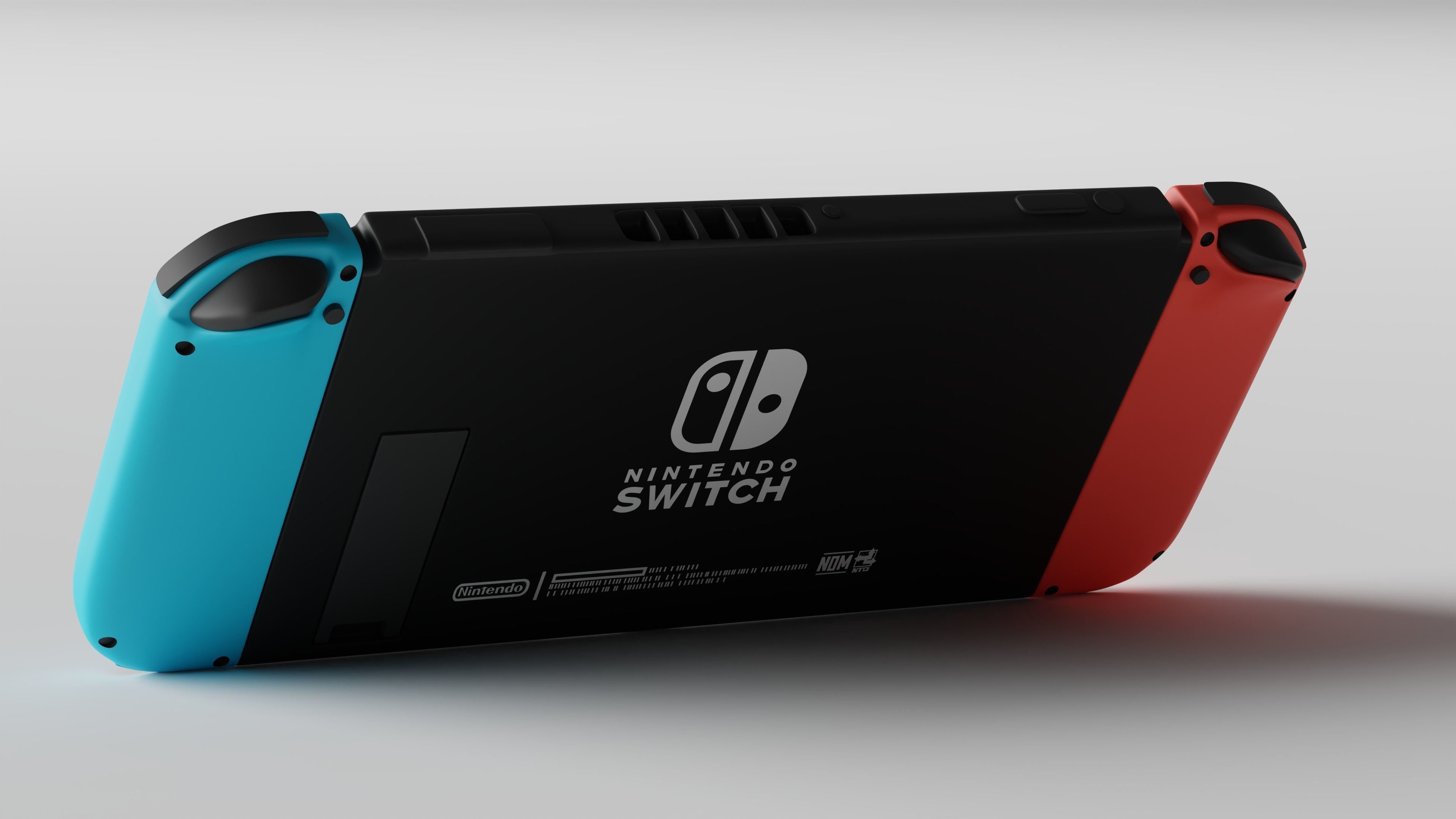 Nintendo Switch with JoyCons RED-CYAN-GREY 3D model_4