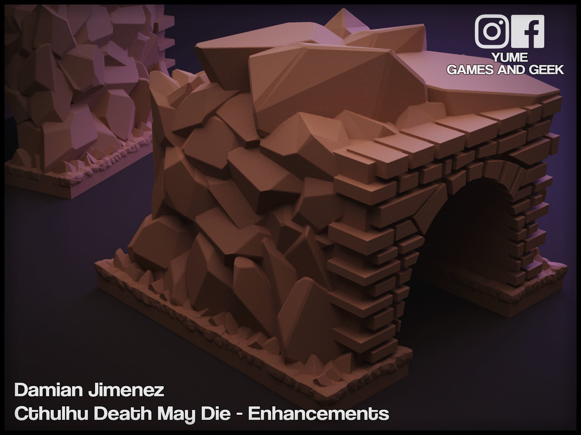 Tunnel for board games Cthulhu Death May Die enhancement 3D print model_1