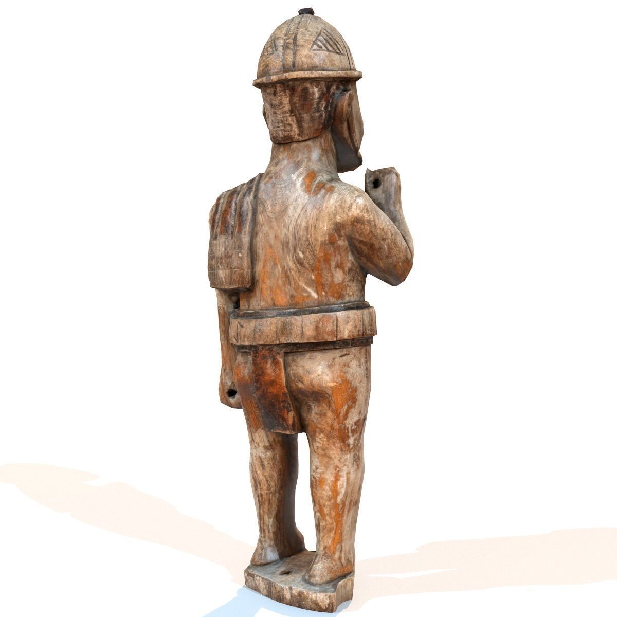 Wooden Soldier Primitive Statue Low-poly 3D model_8