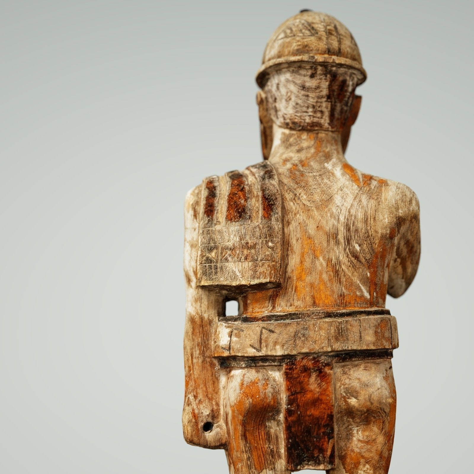 Wooden Soldier Primitive Statue Low-poly 3D model_4