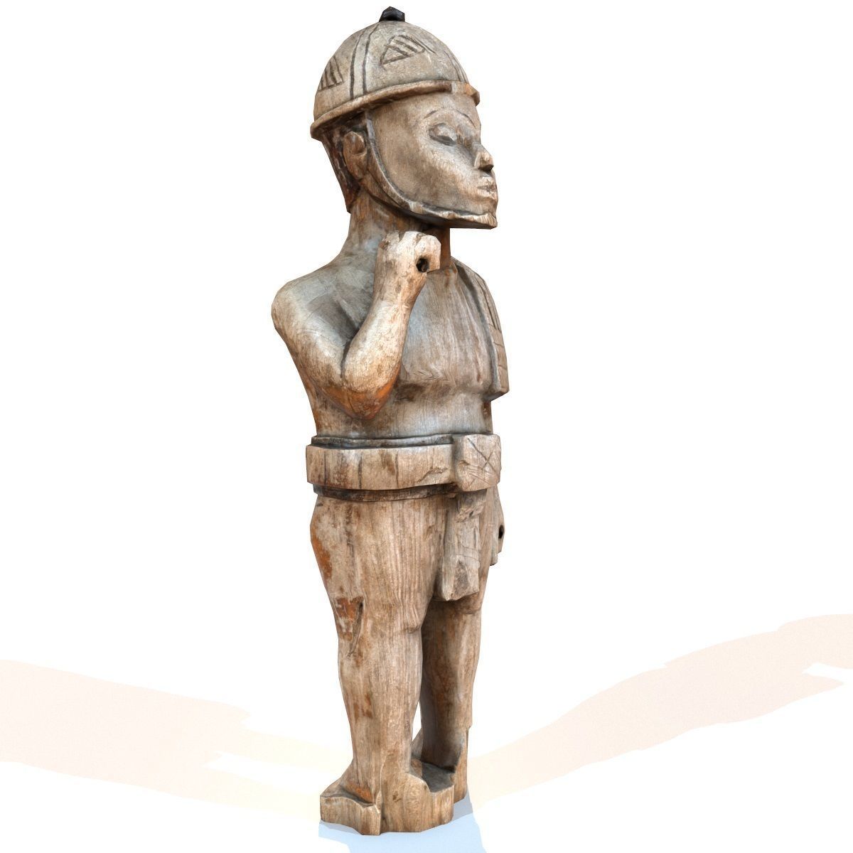 Wooden Soldier Primitive Statue Low-poly 3D model_9