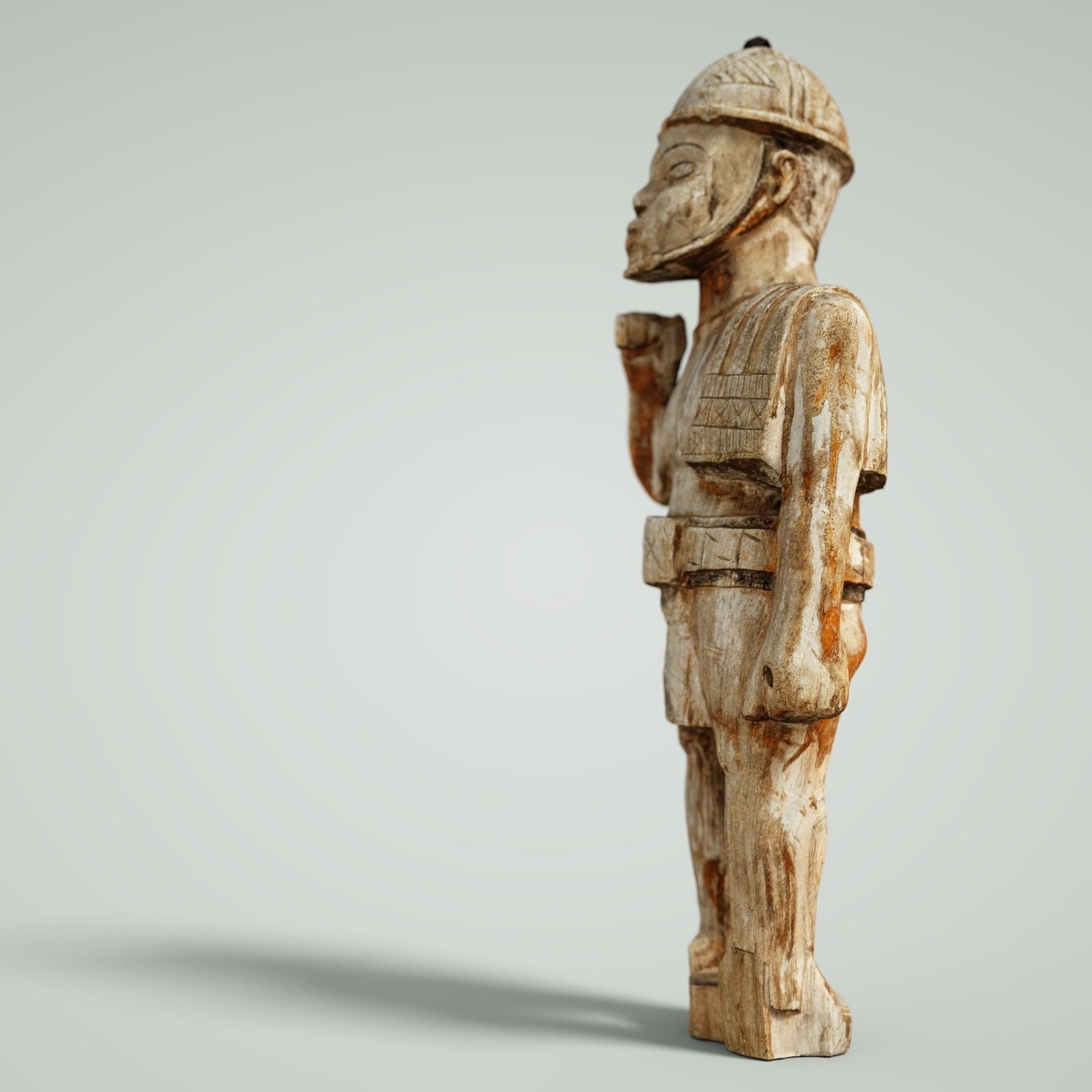 Wooden Soldier Primitive Statue Low-poly 3D model_5