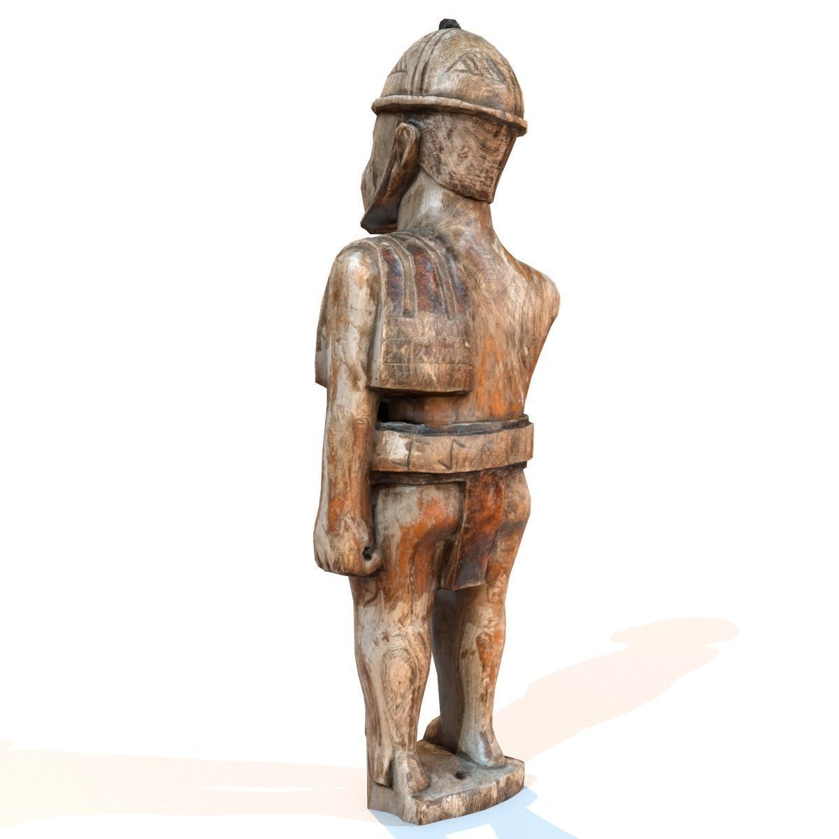 Wooden Soldier Primitive Statue Low-poly 3D model_10