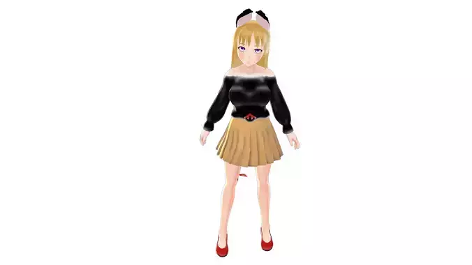 ASIAN GIRL CAT 3D MODEL RIGGED T POSE SHAPE KEYS 3D model