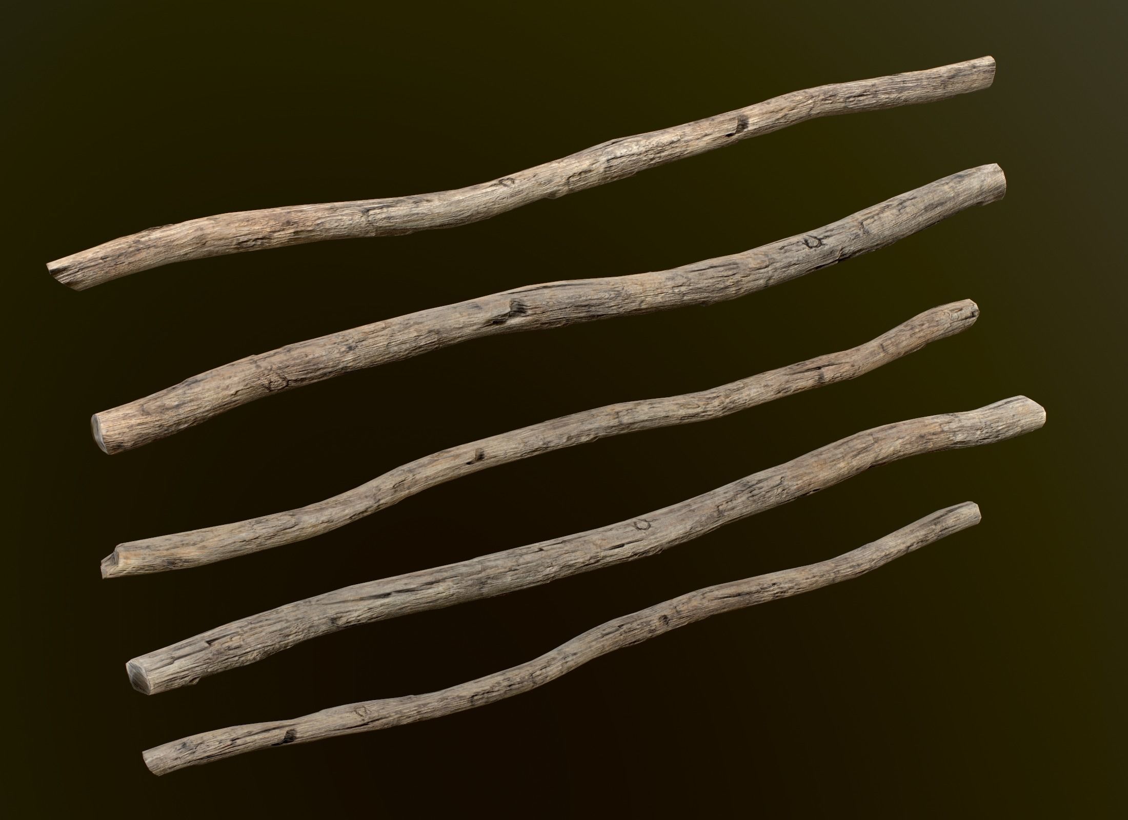 Old Wooden planks poles and beams 26 pieces 3D Model Collection_7