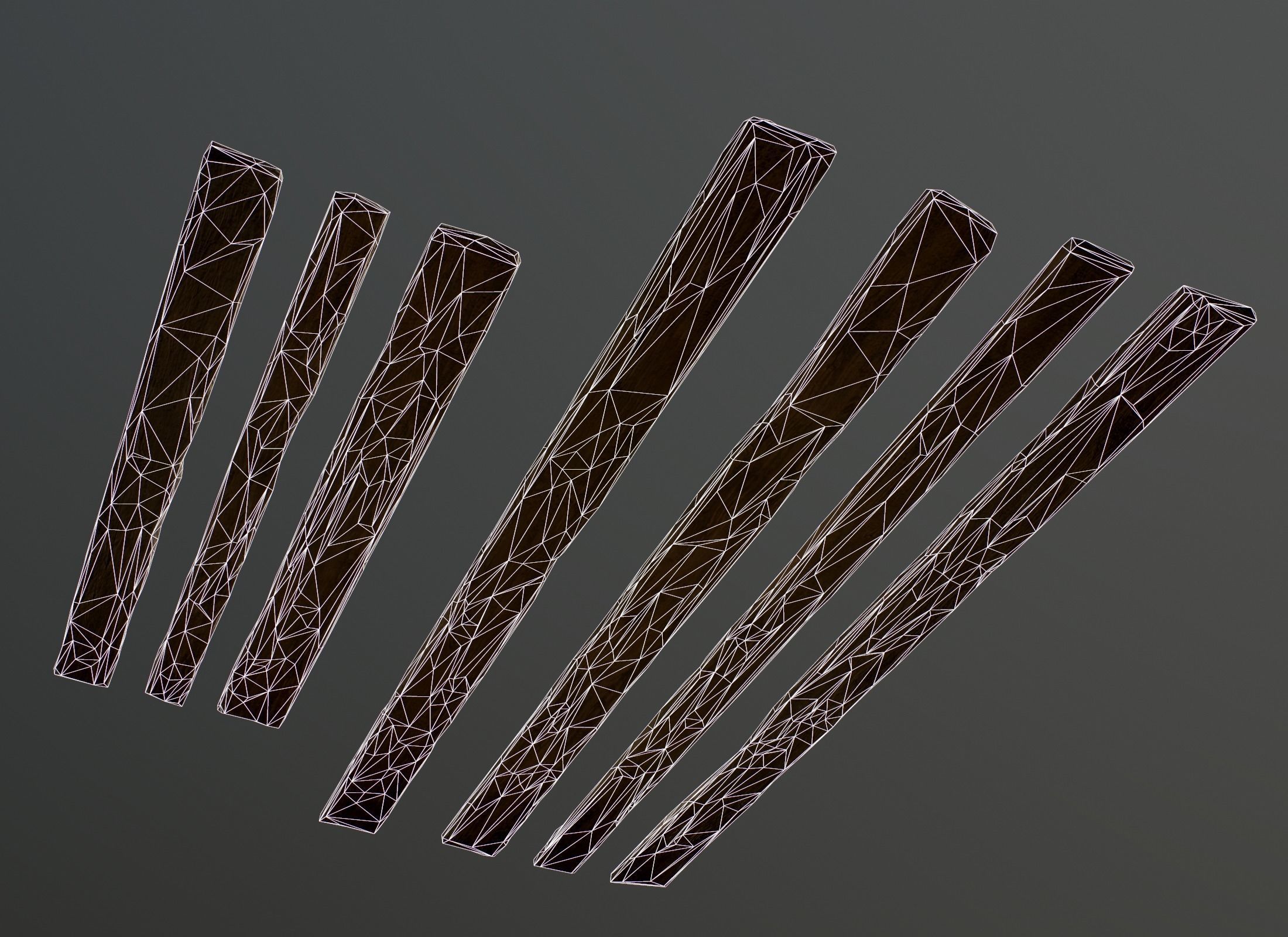 Old Wooden planks poles and beams 26 pieces 3D Model Collection_29