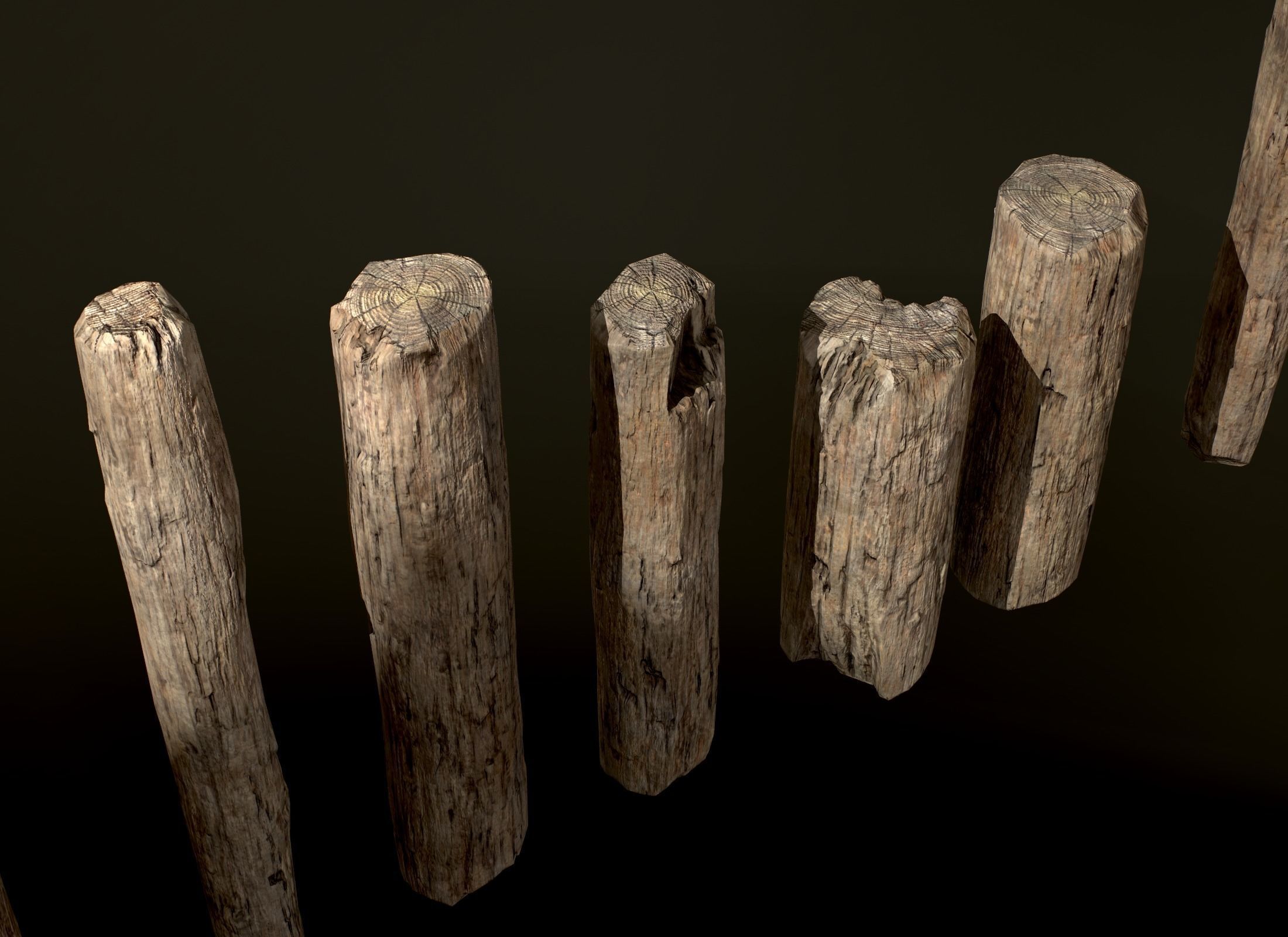 Old Wooden planks poles and beams 26 pieces 3D Model Collection_17