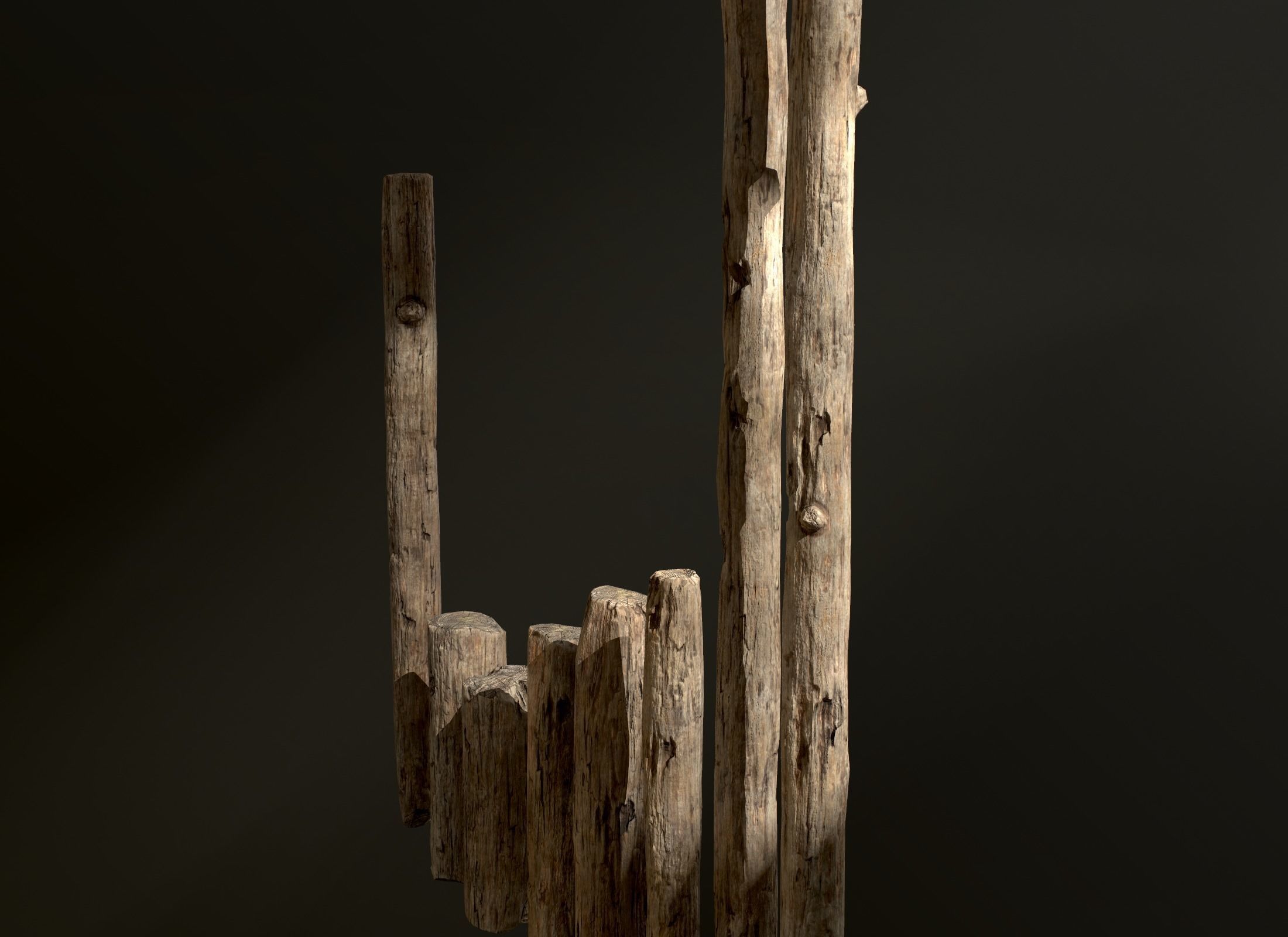 Old Wooden planks poles and beams 26 pieces 3D Model Collection_16