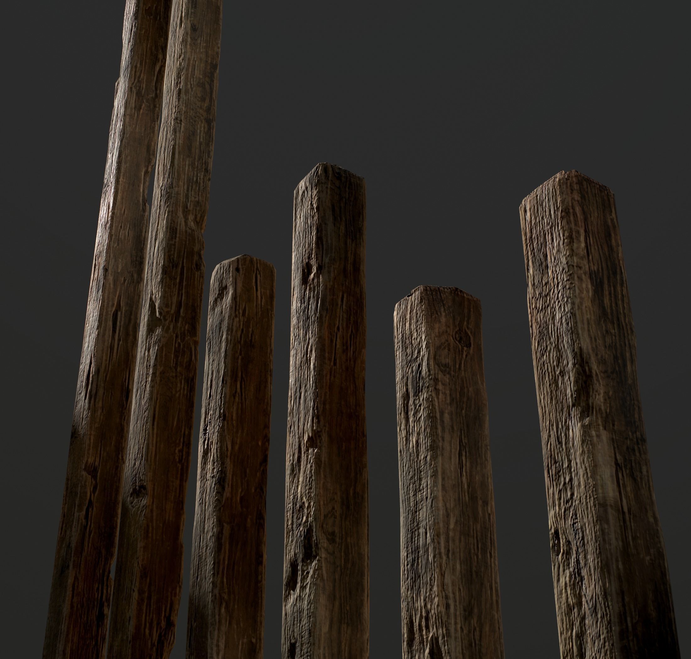 Old Wooden planks poles and beams 26 pieces 3D Model Collection_30