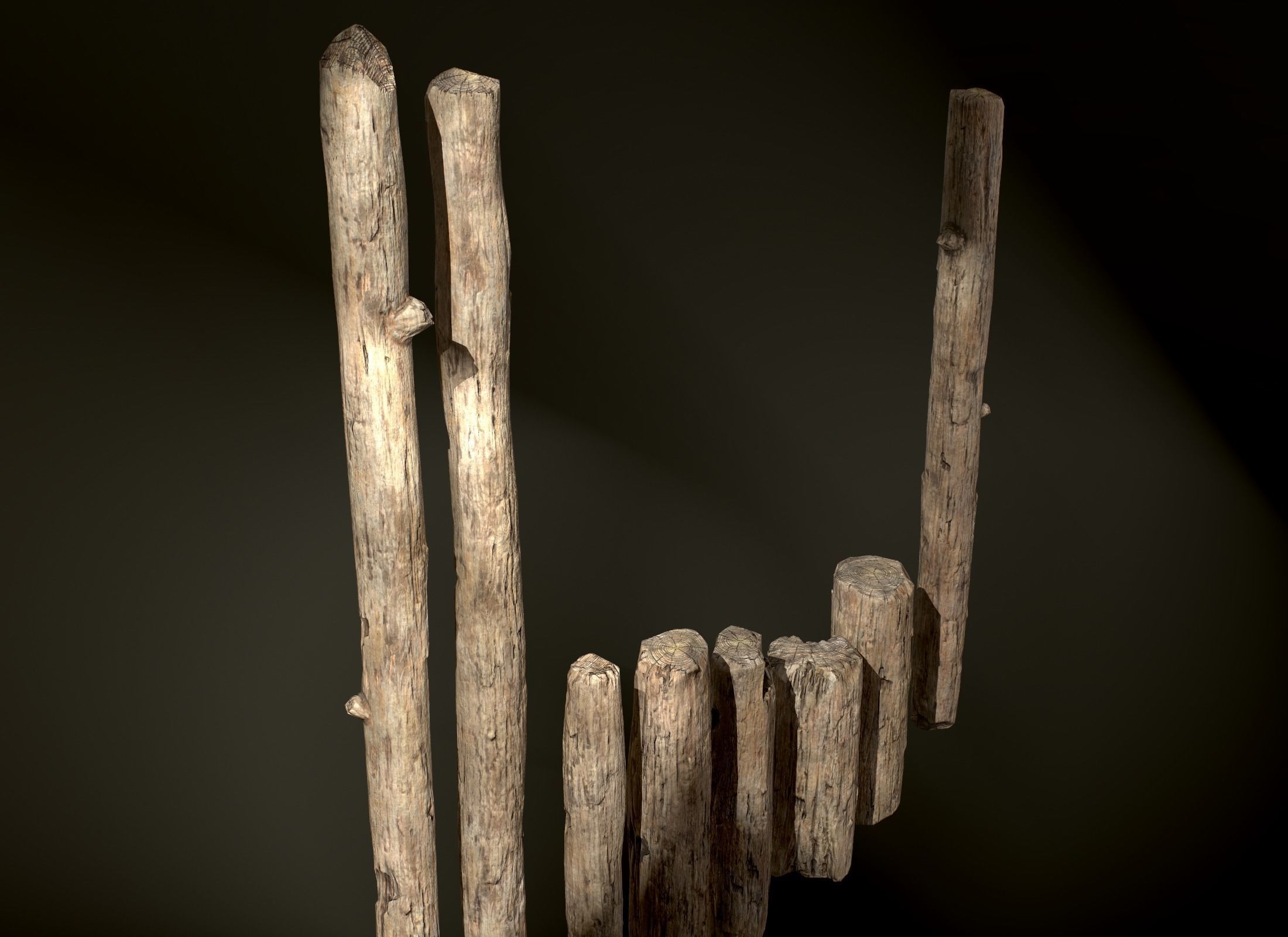 Old Wooden planks poles and beams 26 pieces 3D Model Collection_6