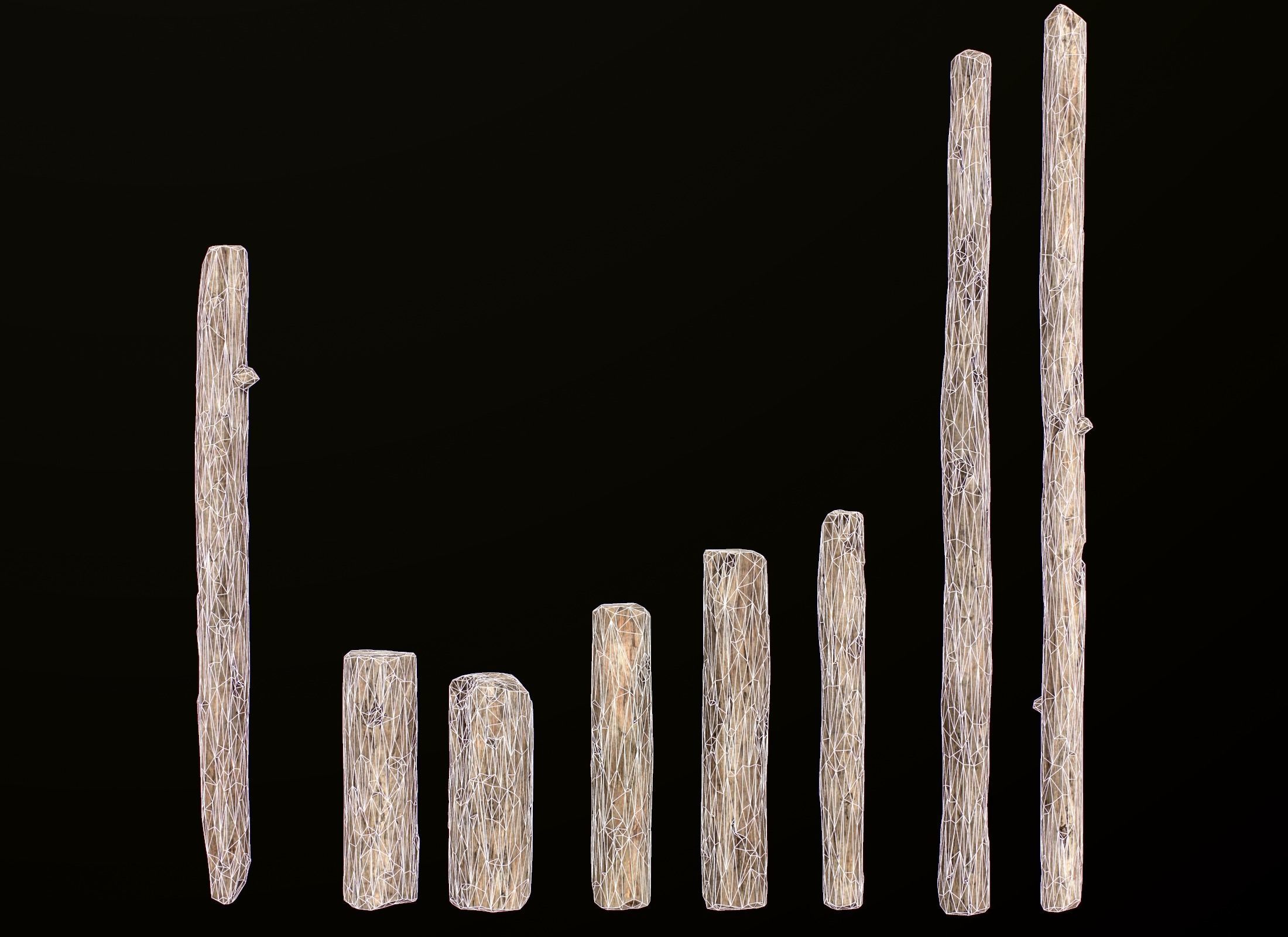 Old Wooden planks poles and beams 26 pieces 3D Model Collection_4