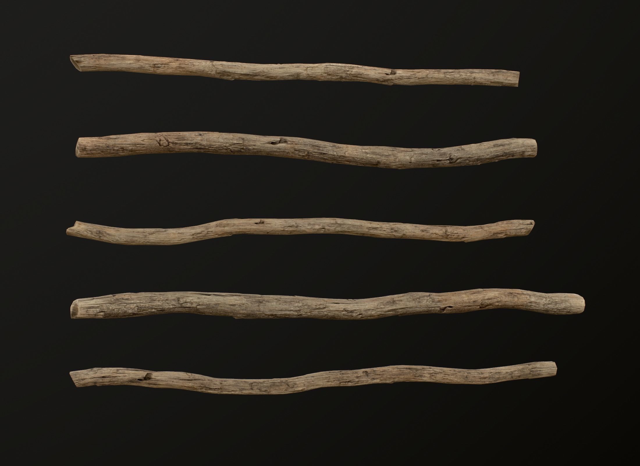 Old Wooden planks poles and beams 26 pieces 3D Model Collection_3