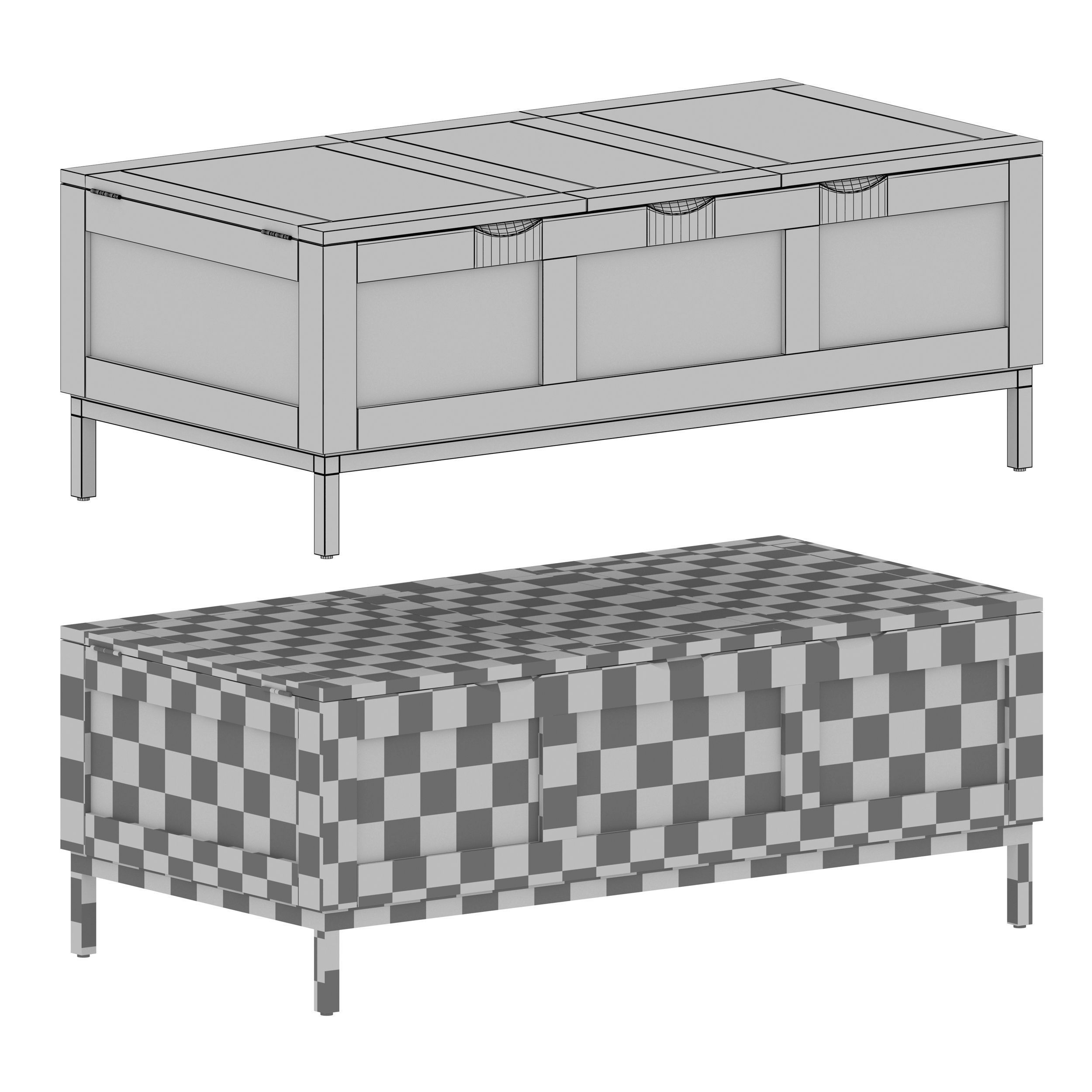 Tucker Grey Rectangular Trunk Crate and Barrel 3D model_6