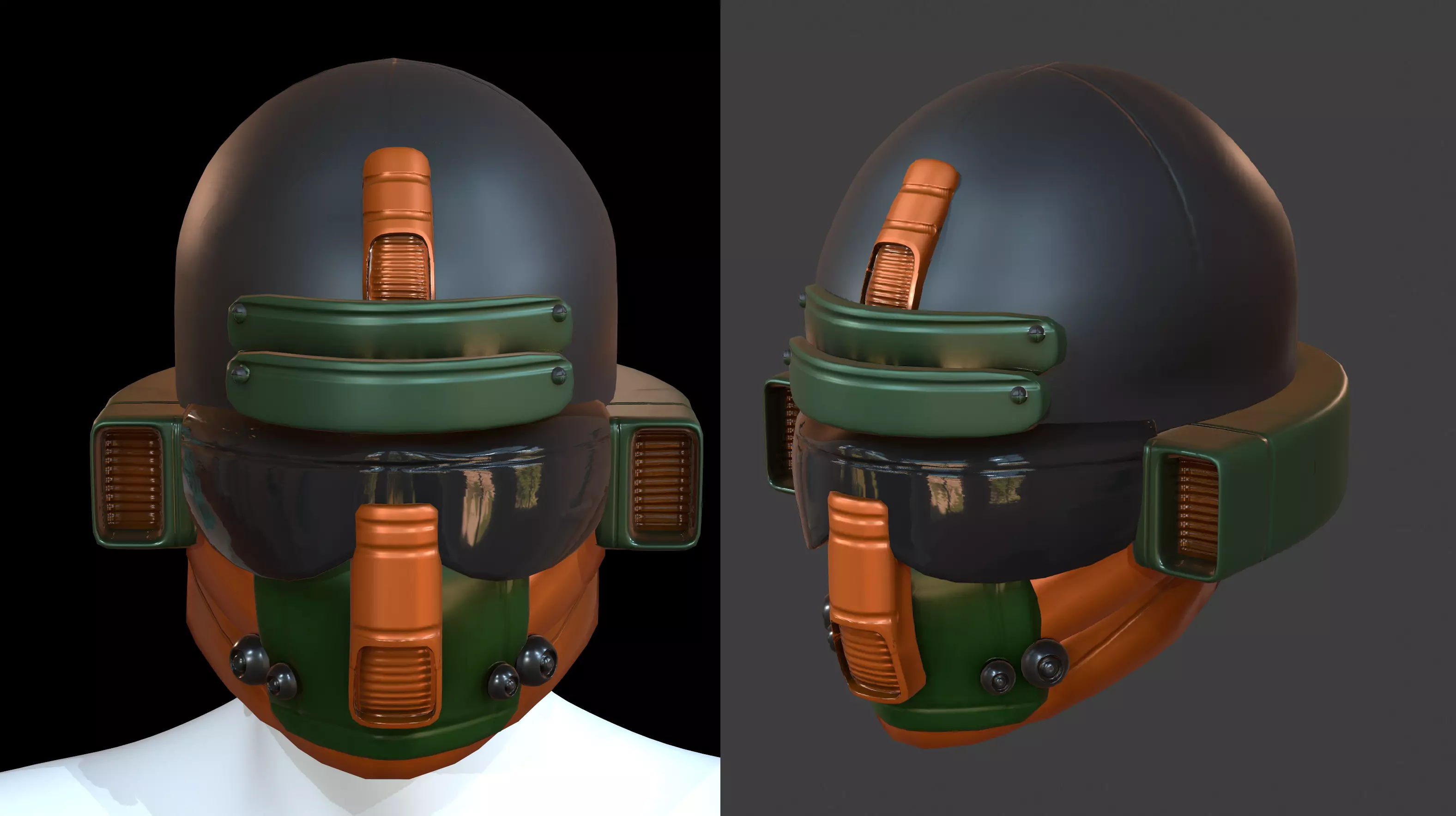 Gas mask helmet 3d model scifi Low-poly Low-poly 3D model_0