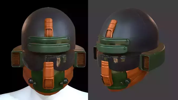 Gas mask helmet 3d model scifi Low-poly 