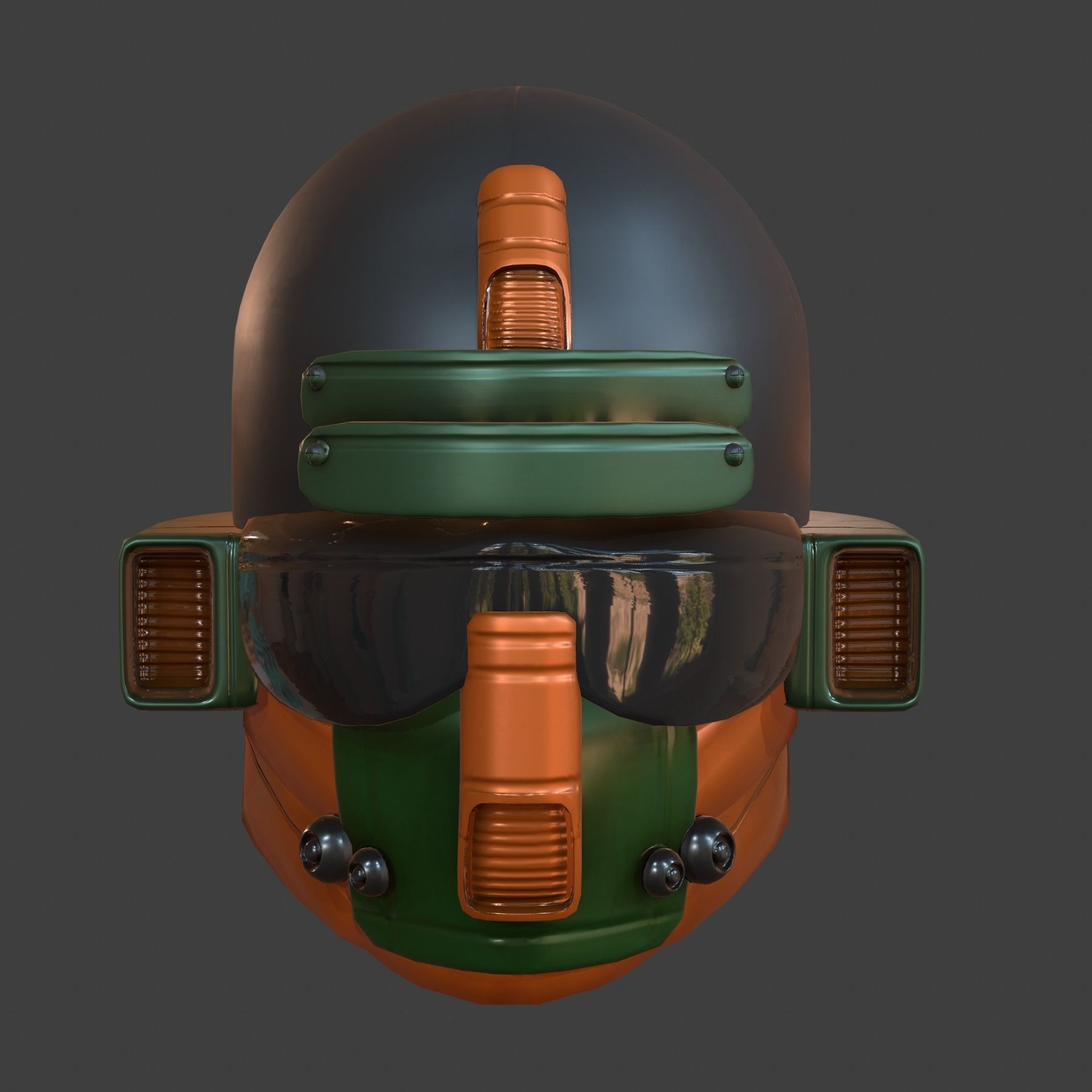 Gas mask helmet 3d model scifi Low-poly Low-poly 3D model_2