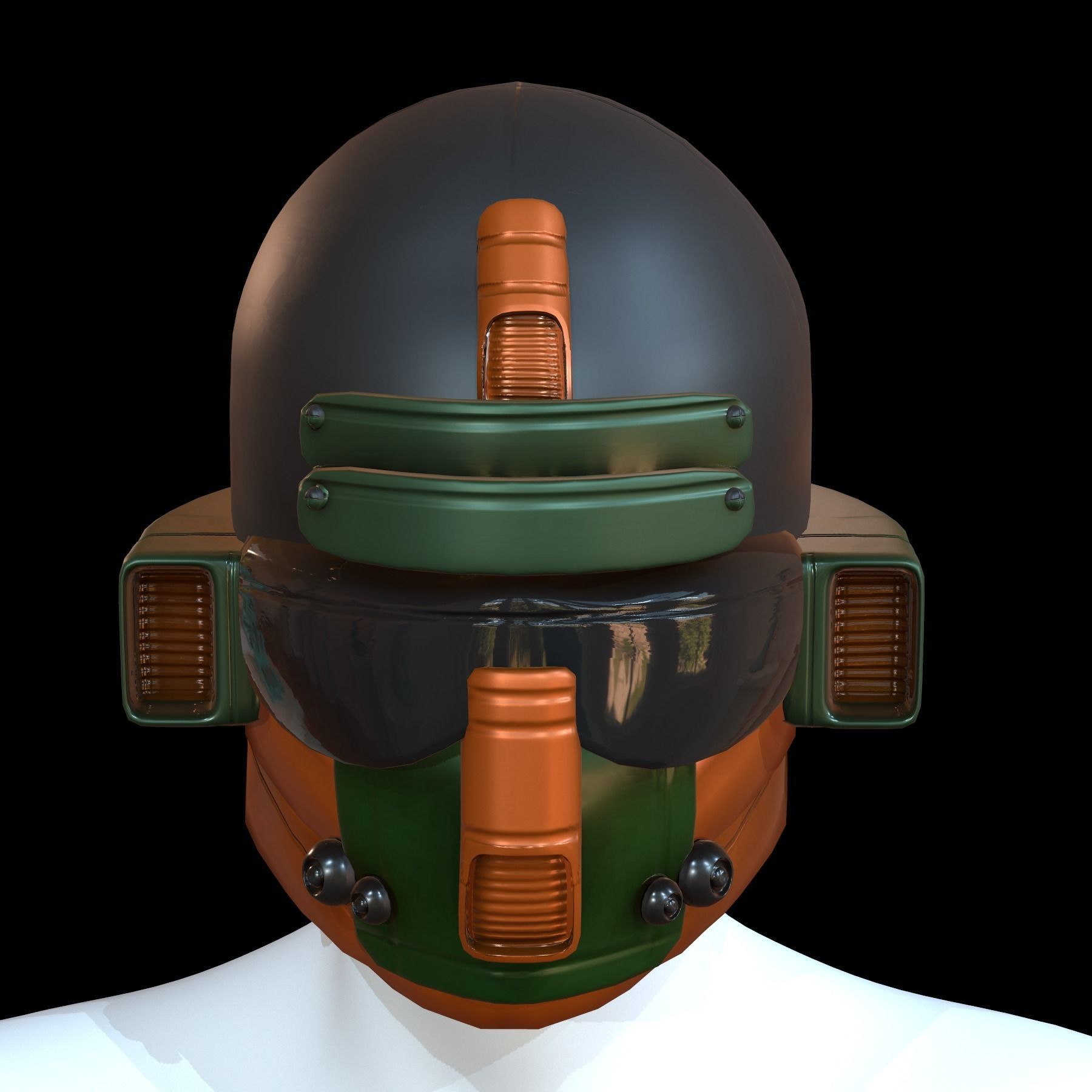 Gas mask helmet 3d model scifi Low-poly Low-poly 3D model_1