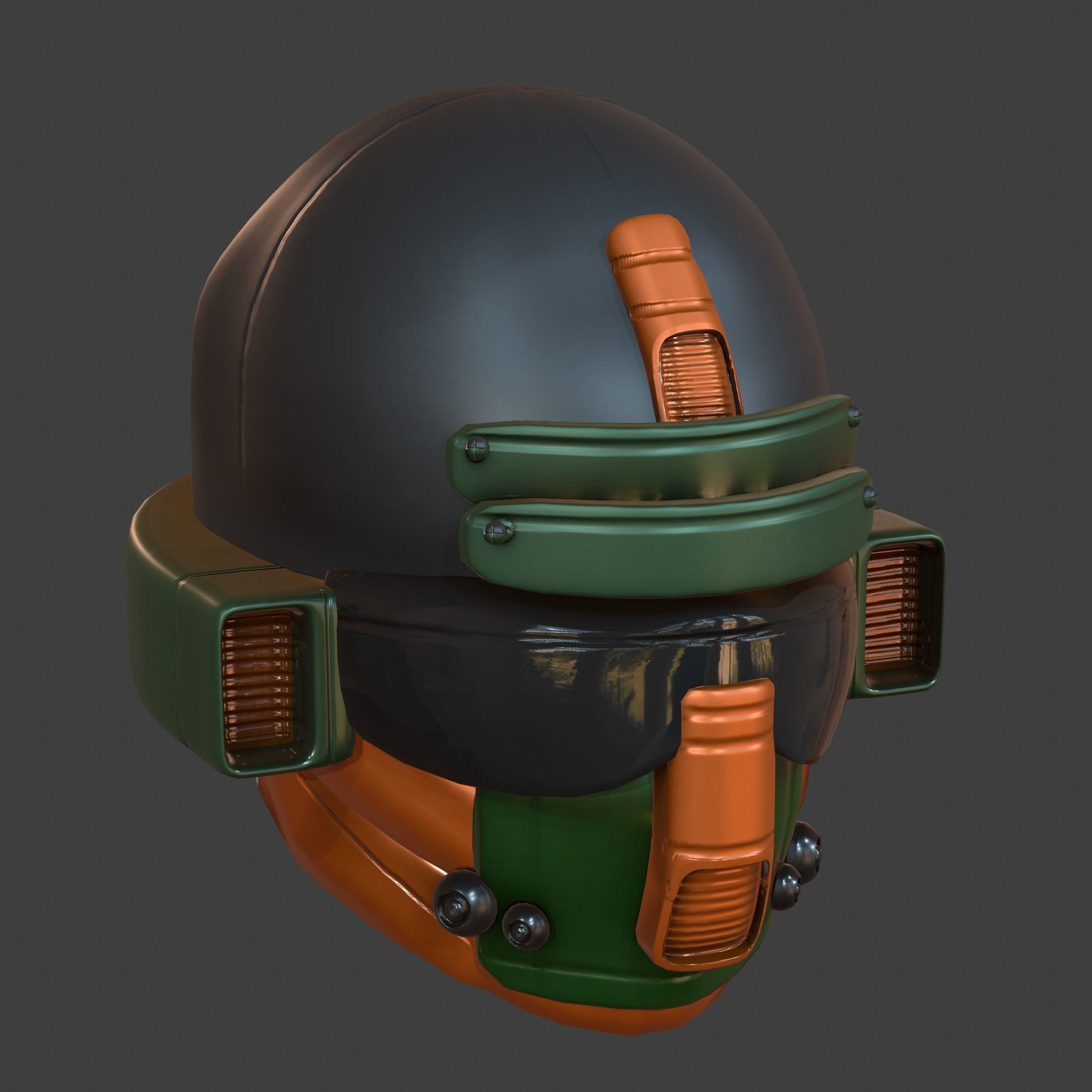 Gas mask helmet 3d model scifi Low-poly Low-poly 3D model_4