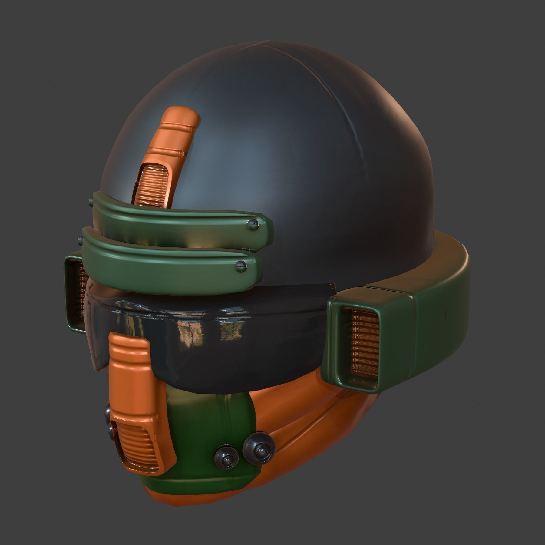 Gas mask helmet 3d model scifi Low-poly Low-poly 3D model_3