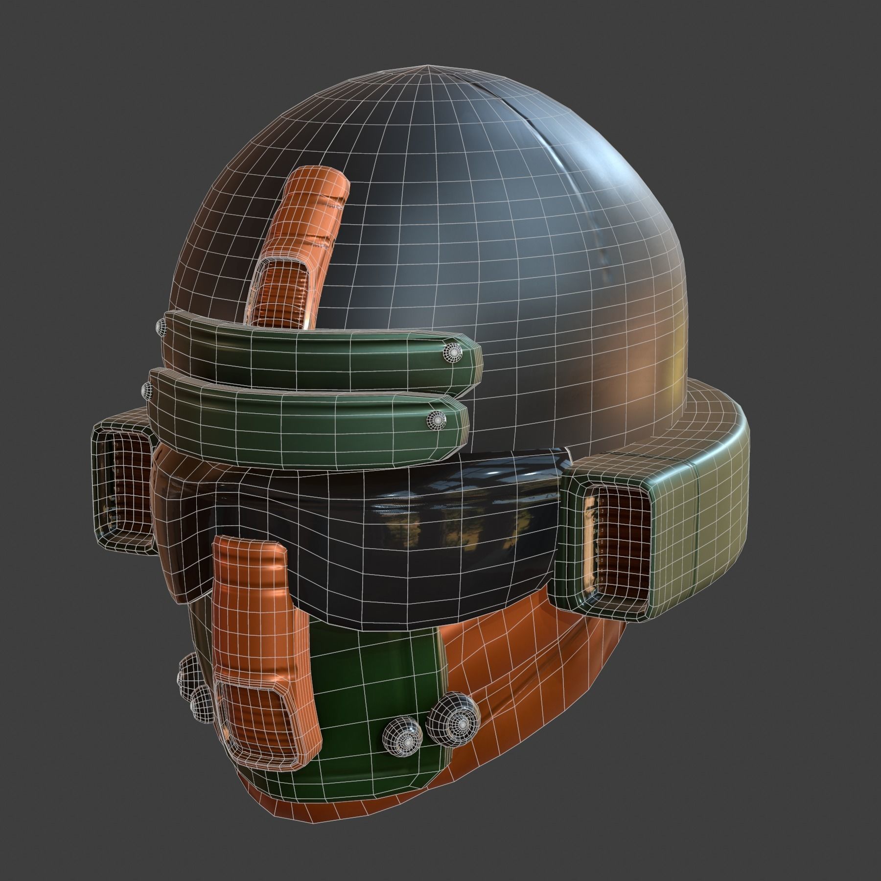 Gas mask helmet 3d model scifi Low-poly Low-poly 3D model_6