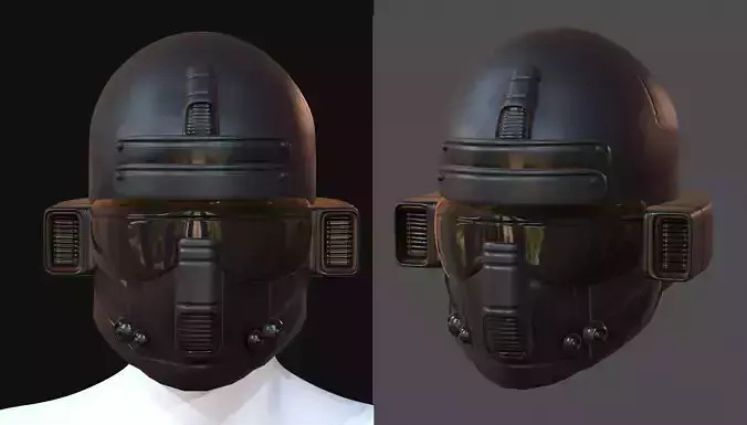 Gas mask helmet 3d model scifi Low-poly 