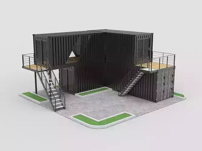 Shipping Container Cafe 3D model